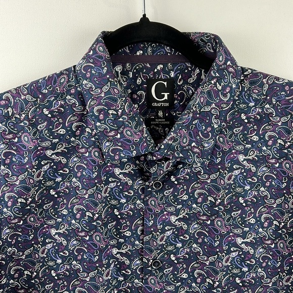 Grafton Men's Long Sleeve Paisley Button Down Shirt - Picture 2 of 10